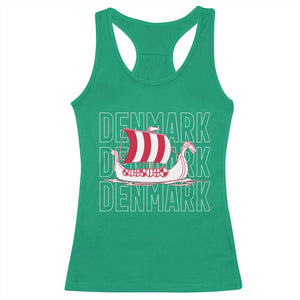 Denmark Flag Viking Ship Danes Danish Roots Dansk Denmark Racerback Tank Top TS14 Irish Green Print Your Wear