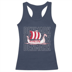 Denmark Flag Viking Ship Danes Danish Roots Dansk Denmark Racerback Tank Top TS14 Navy Print Your Wear