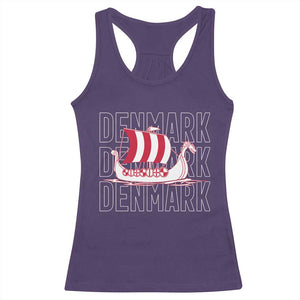 Denmark Flag Viking Ship Danes Danish Roots Dansk Denmark Racerback Tank Top TS14 Purple Print Your Wear