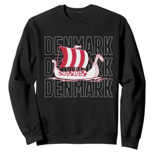 Denmark Flag Viking Ship Danes Danish Roots Dansk Denmark Sweatshirt TS14 Black Print Your Wear