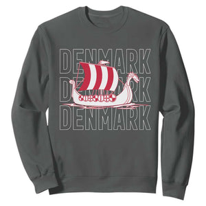 Denmark Flag Viking Ship Danes Danish Roots Dansk Denmark Sweatshirt TS14 Dark Heather Print Your Wear