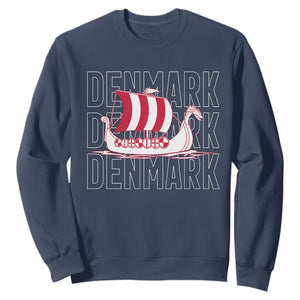 Denmark Flag Viking Ship Danes Danish Roots Dansk Denmark Sweatshirt TS14 Navy Print Your Wear