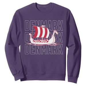 Denmark Flag Viking Ship Danes Danish Roots Dansk Denmark Sweatshirt TS14 Purple Print Your Wear