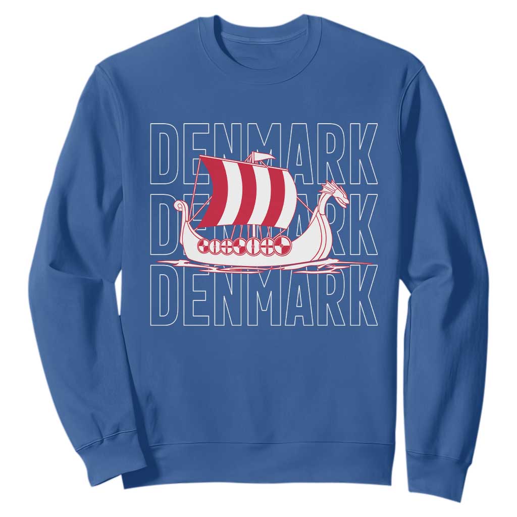 Denmark Flag Viking Ship Danes Danish Roots Dansk Denmark Sweatshirt TS14 Royal Blue Print Your Wear