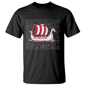 Denmark Flag Viking Ship Danes Danish Roots Dansk Denmark T Shirt TS14 Black Print Your Wear