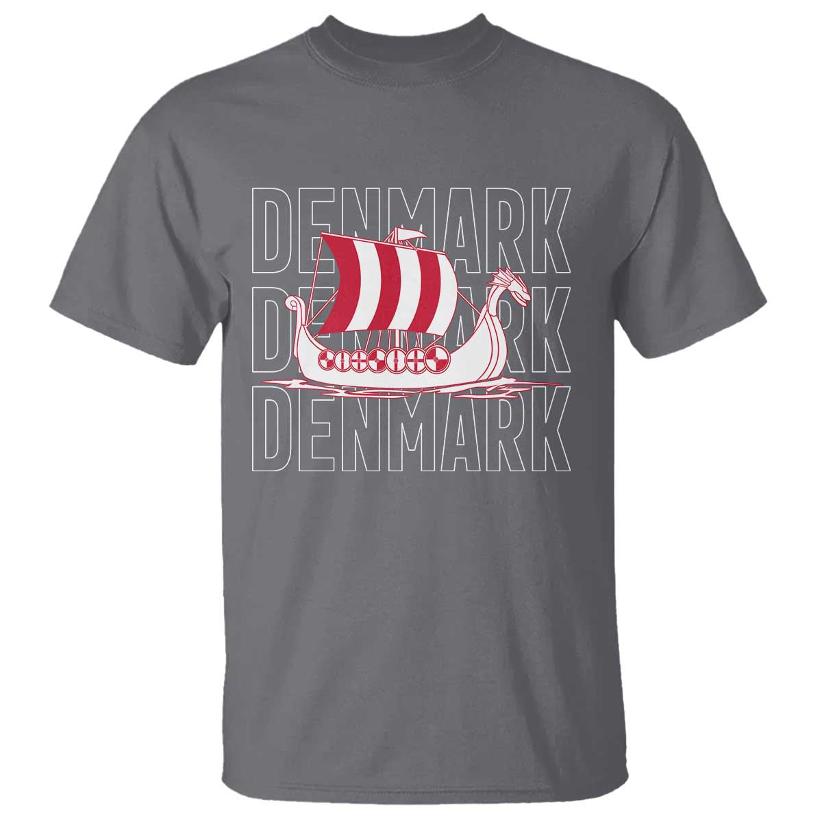 Denmark Flag Viking Ship Danes Danish Roots Dansk Denmark T Shirt TS14 Charcoal Print Your Wear