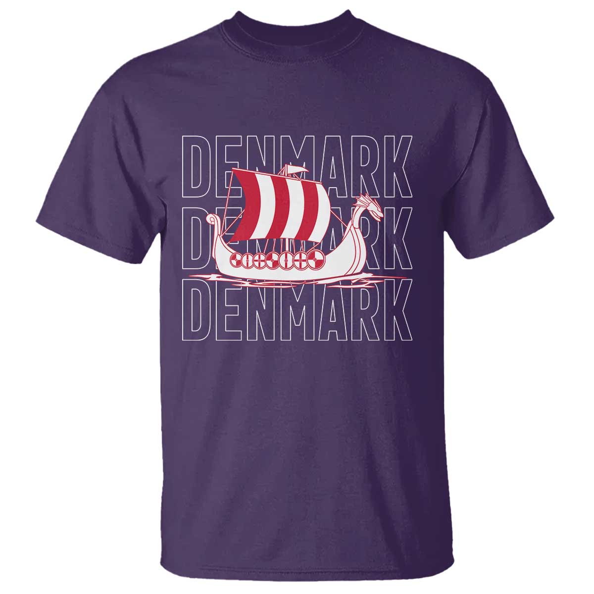 Denmark Flag Viking Ship Danes Danish Roots Dansk Denmark T Shirt TS14 Purple Print Your Wear