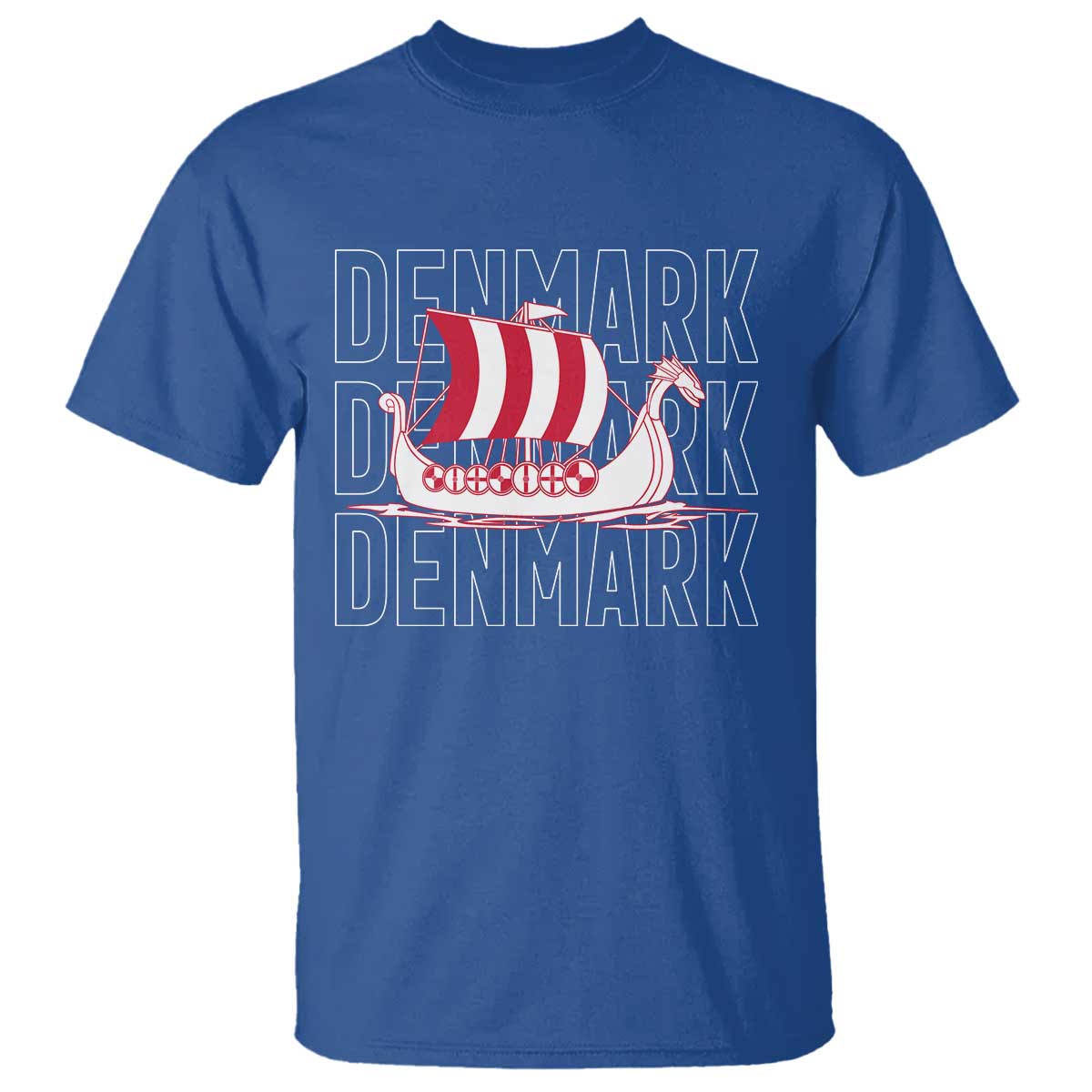 Denmark Flag Viking Ship Danes Danish Roots Dansk Denmark T Shirt TS14 Royal Blue Print Your Wear