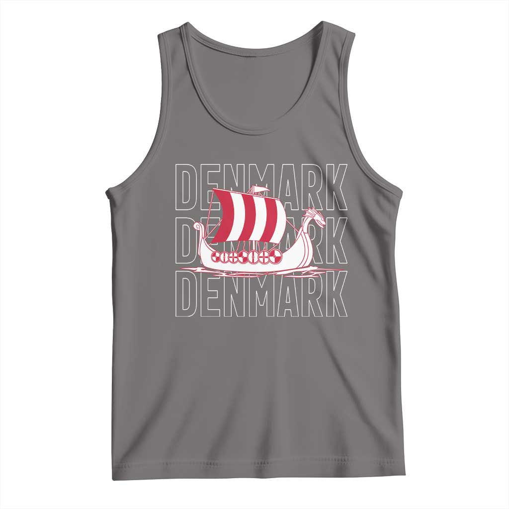 Denmark Flag Viking Ship Danes Danish Roots Dansk Denmark Tank Top TS14 Deep Heather Print Your Wear