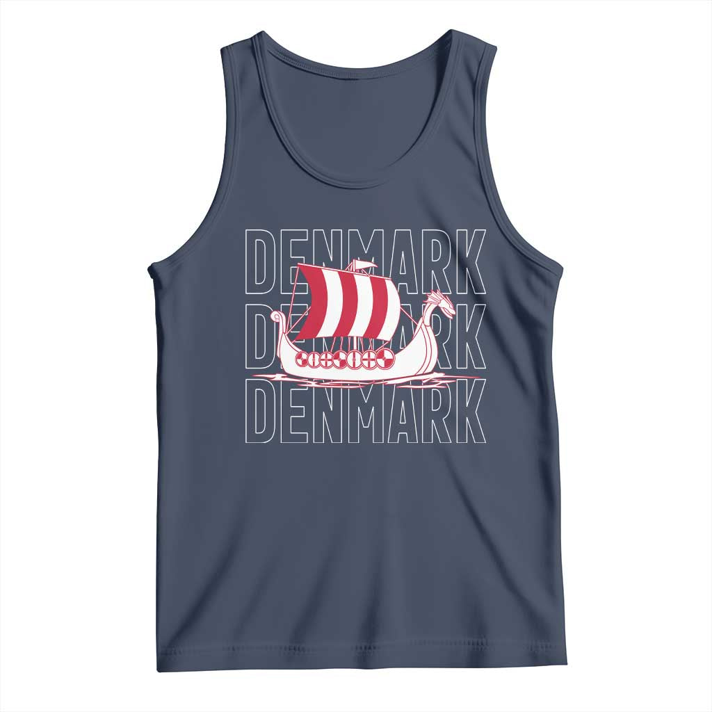 Denmark Flag Viking Ship Danes Danish Roots Dansk Denmark Tank Top TS14 Navy Print Your Wear