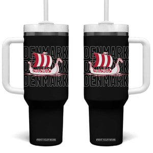 Denmark Flag Viking Ship Danes Danish Roots Dansk Denmark Tumbler With Handle TS14 One Size: 40 oz Black Print Your Wear