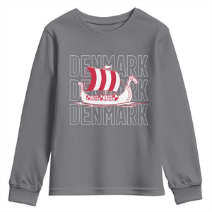 Denmark Flag Viking Ship Danes Danish Roots Dansk Denmark Youth Sweatshirt TS14 Charcoal Print Your Wear