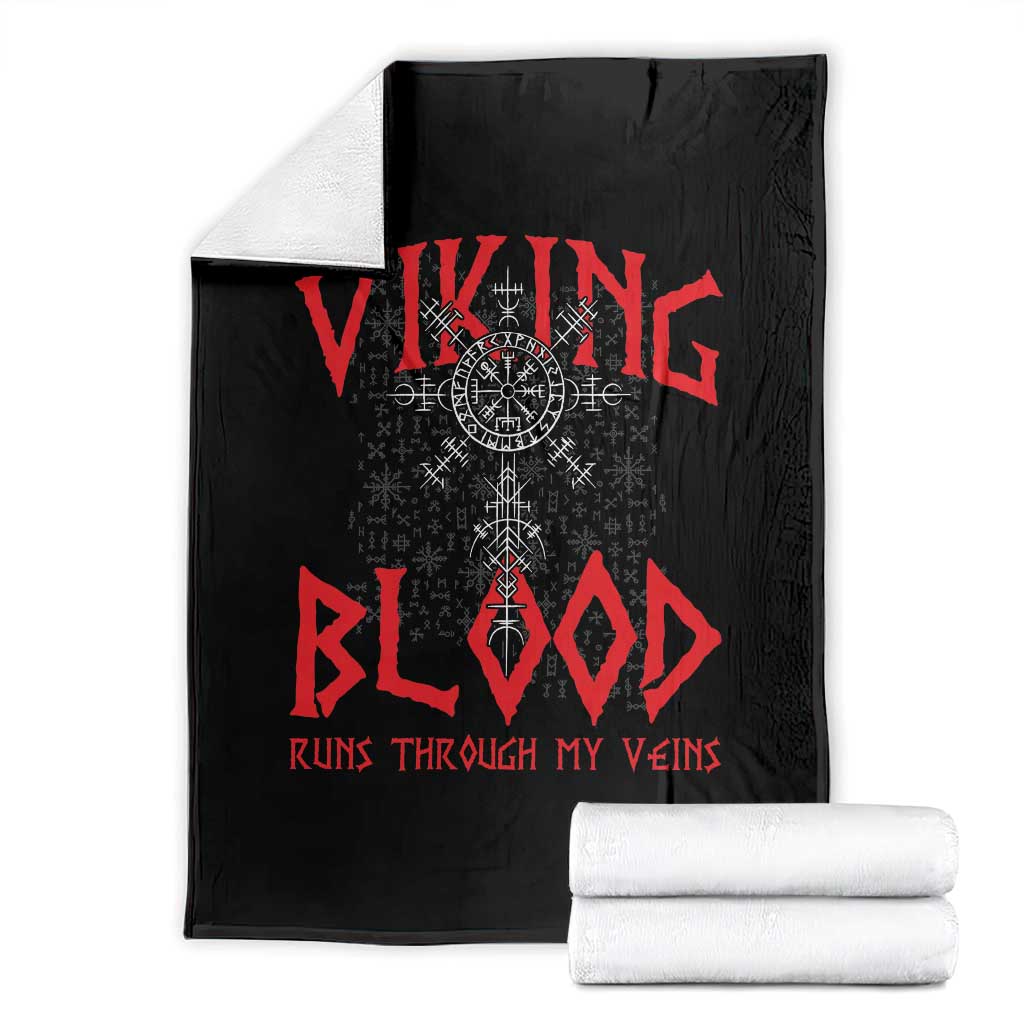 Viking Blood Runs Through My Veins Throw Blanket Compass Vegvisir Nordic Rune Celtic TS14 Black Print Your Wear