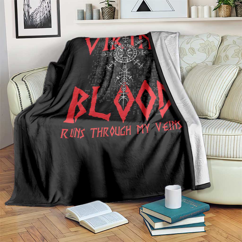Viking Blood Runs Through My Veins Throw Blanket Compass Vegvisir Nordic Rune Celtic TS14 Print Your Wear