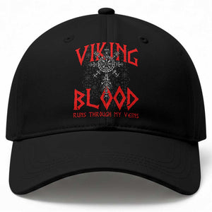 Viking Blood Runs Through My Veins Baseball Cap Compass Vegvisir Nordic Rune Celtic TS14 Print Your Wear