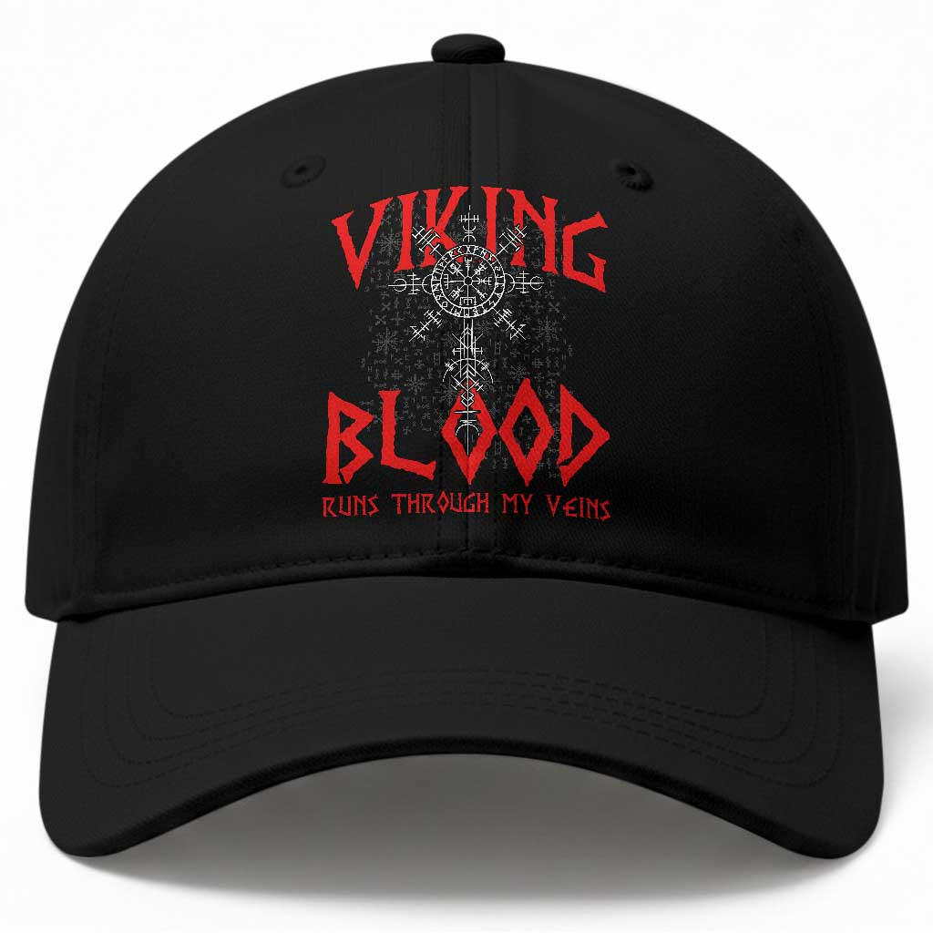 Viking Blood Runs Through My Veins Baseball Cap Compass Vegvisir Nordic Rune Celtic TS14 Print Your Wear
