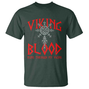Viking Blood Runs Through My Veins T Shirt Compass Vegvisir Nordic Rune Celtic TS14 Dark Forest Green Print Your Wear