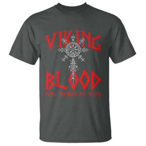 Viking Blood Runs Through My Veins T Shirt Compass Vegvisir Nordic Rune Celtic TS14 Dark Heather Print Your Wear