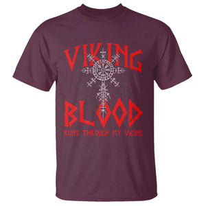 Viking Blood Runs Through My Veins T Shirt Compass Vegvisir Nordic Rune Celtic TS14 Maroon Print Your Wear
