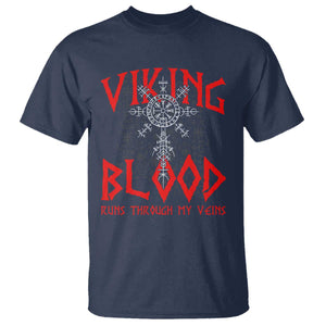 Viking Blood Runs Through My Veins T Shirt Compass Vegvisir Nordic Rune Celtic TS14 Navy Print Your Wear