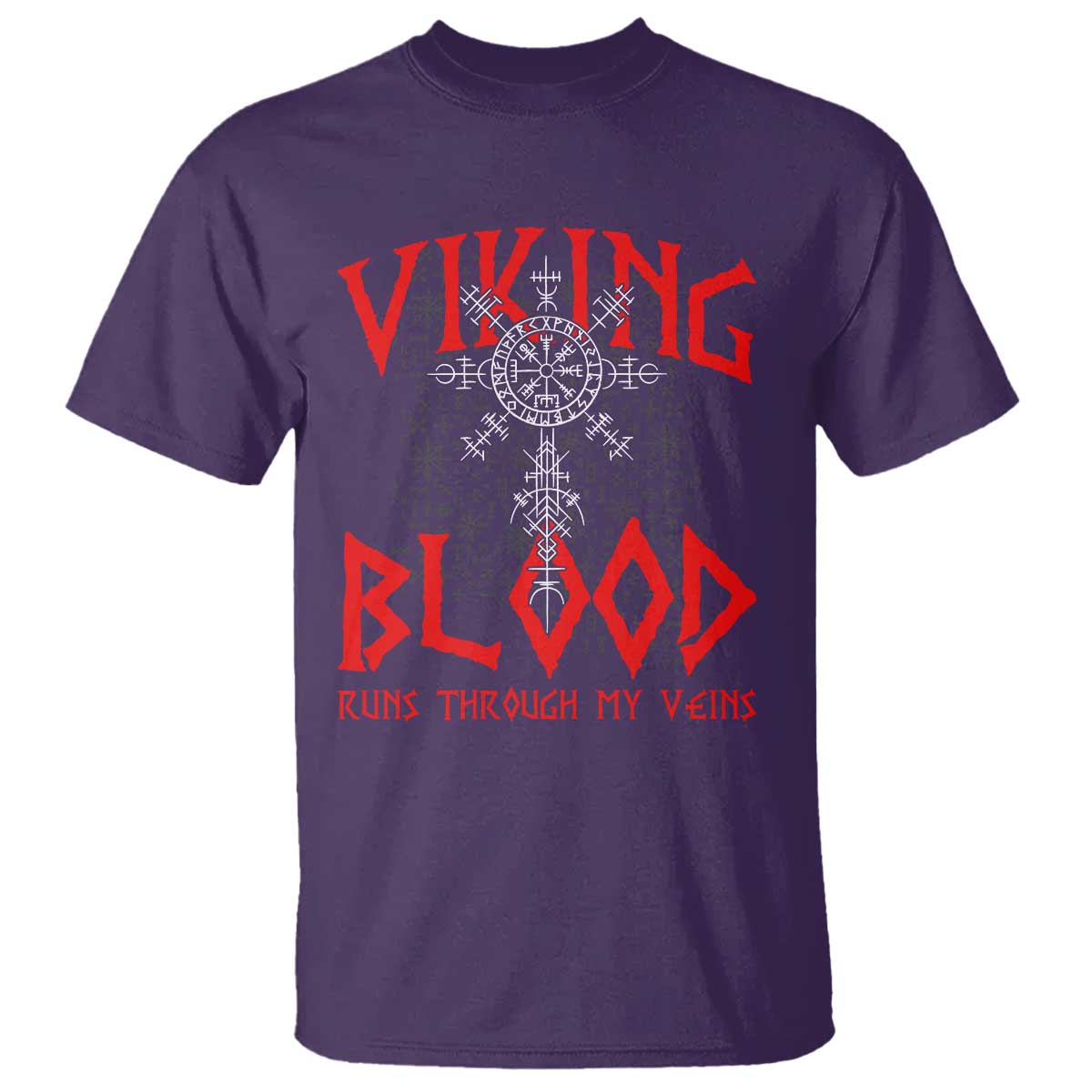 Viking Blood Runs Through My Veins T Shirt Compass Vegvisir Nordic Rune Celtic TS14 Purple Print Your Wear