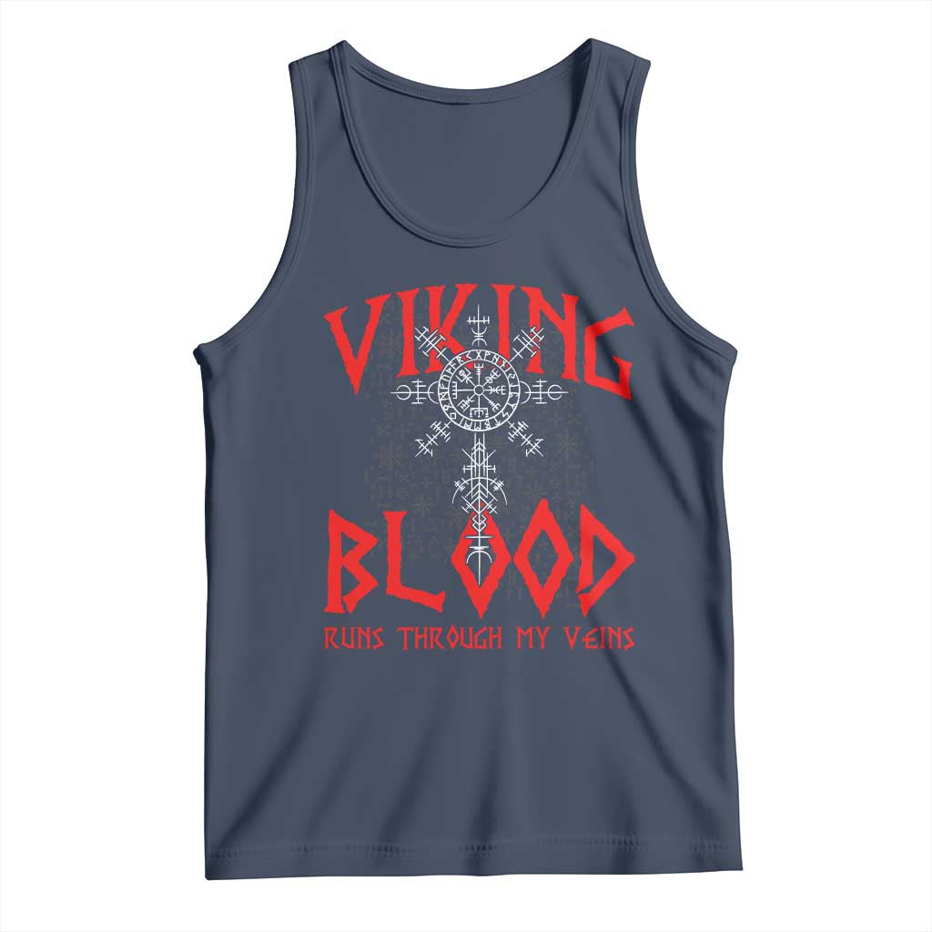 Viking Blood Runs Through My Veins Tank Top Compass Vegvisir Nordic Rune Celtic TS14 Navy Print Your Wear