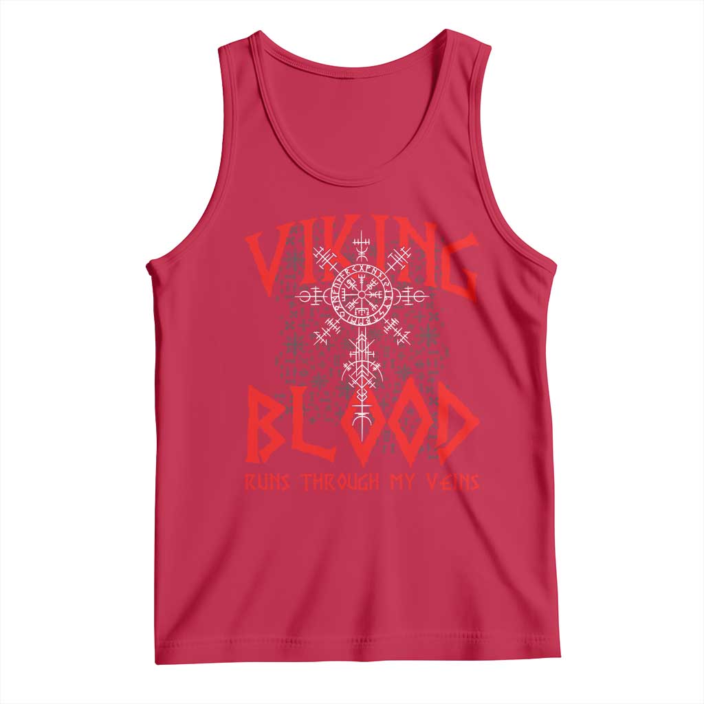 Viking Blood Runs Through My Veins Tank Top Compass Vegvisir Nordic Rune Celtic TS14 Red Print Your Wear