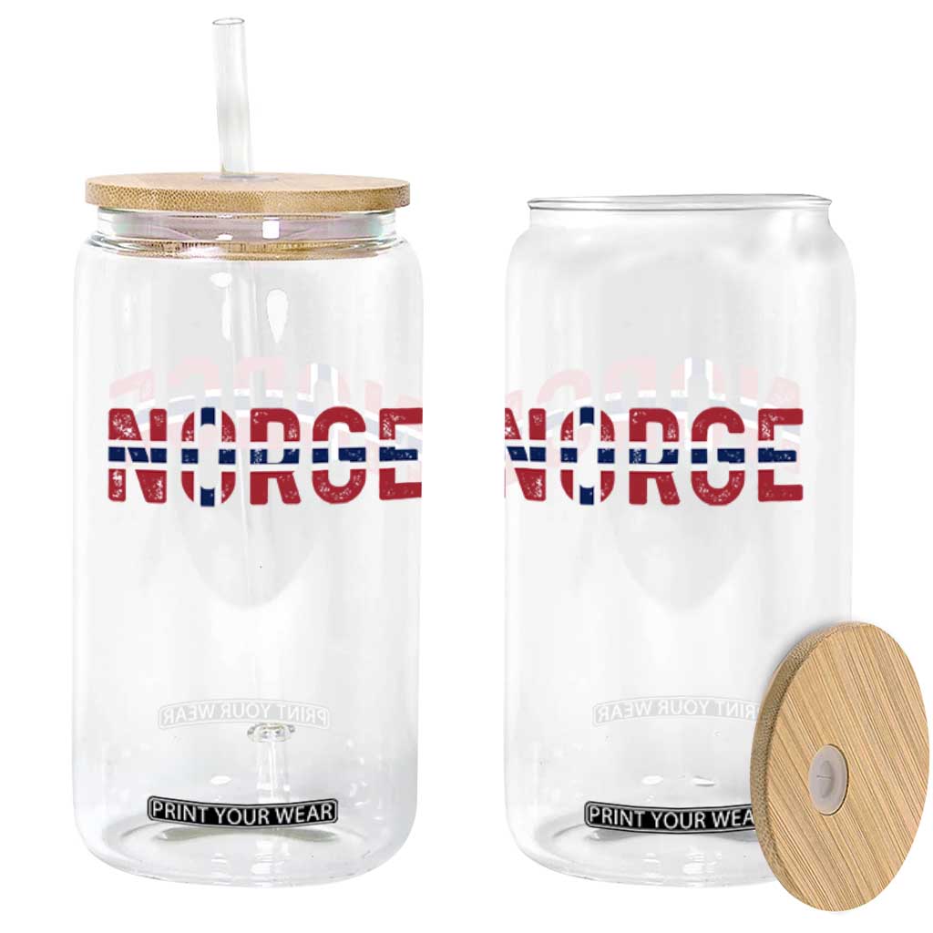 Norge Flag Norway Glass Can Norwegian Home Love Family TS14 Print Your Wear