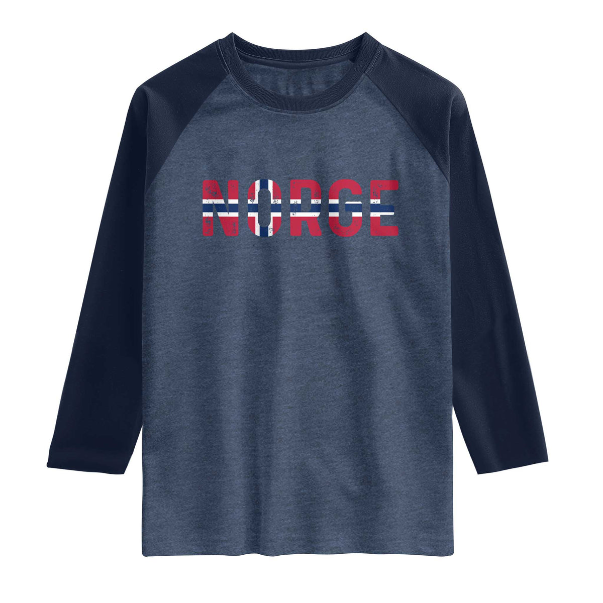 Norge Flag Norway Raglan Shirt Norwegian Home Love Family TS14 Heather Denim Navy Print Your Wear