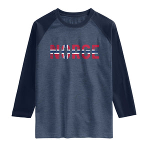 Norge Flag Norway Raglan Shirt Norwegian Home Love Family TS14 Heather Denim Navy Print Your Wear