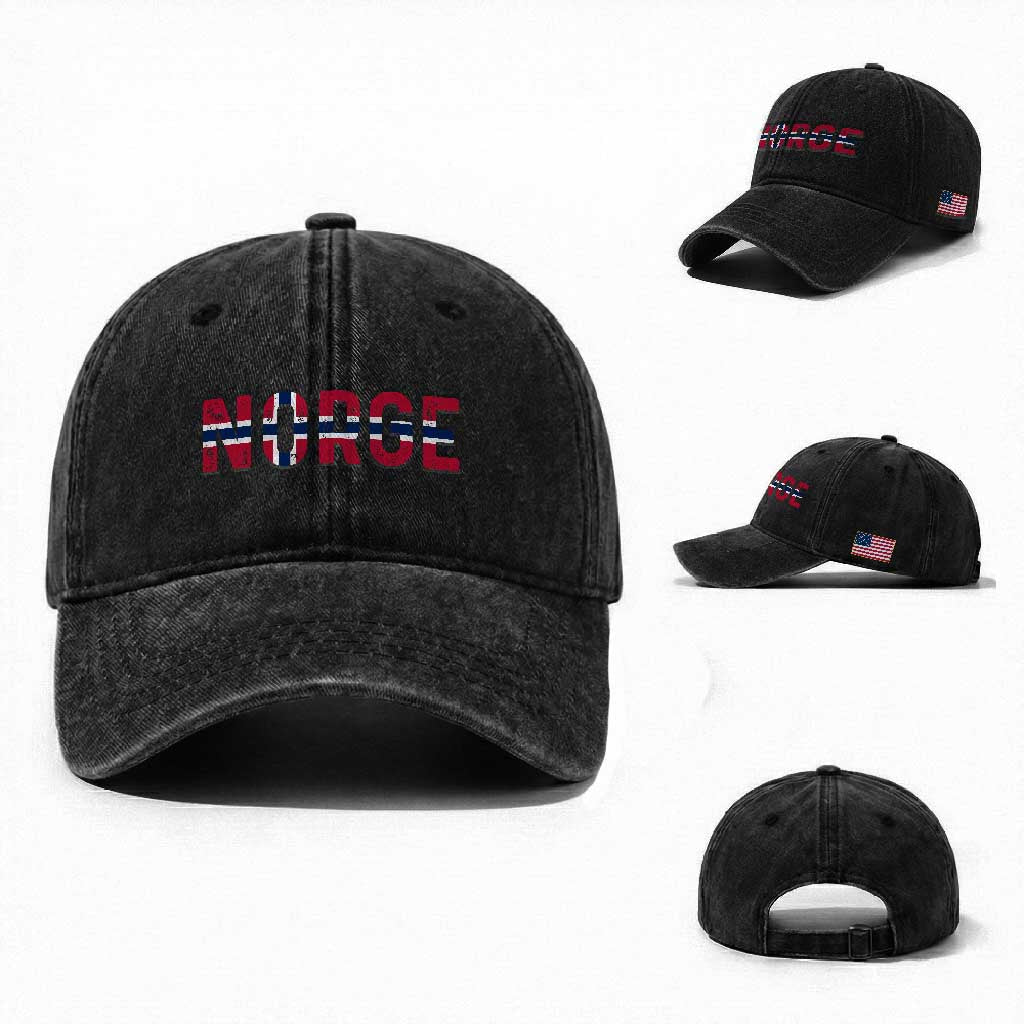 Norge Flag Norway Washed Cotton Baseball Cap Norwegian Home Love Family TS14 Washed Cap Universal Fit Black Print Your Wear