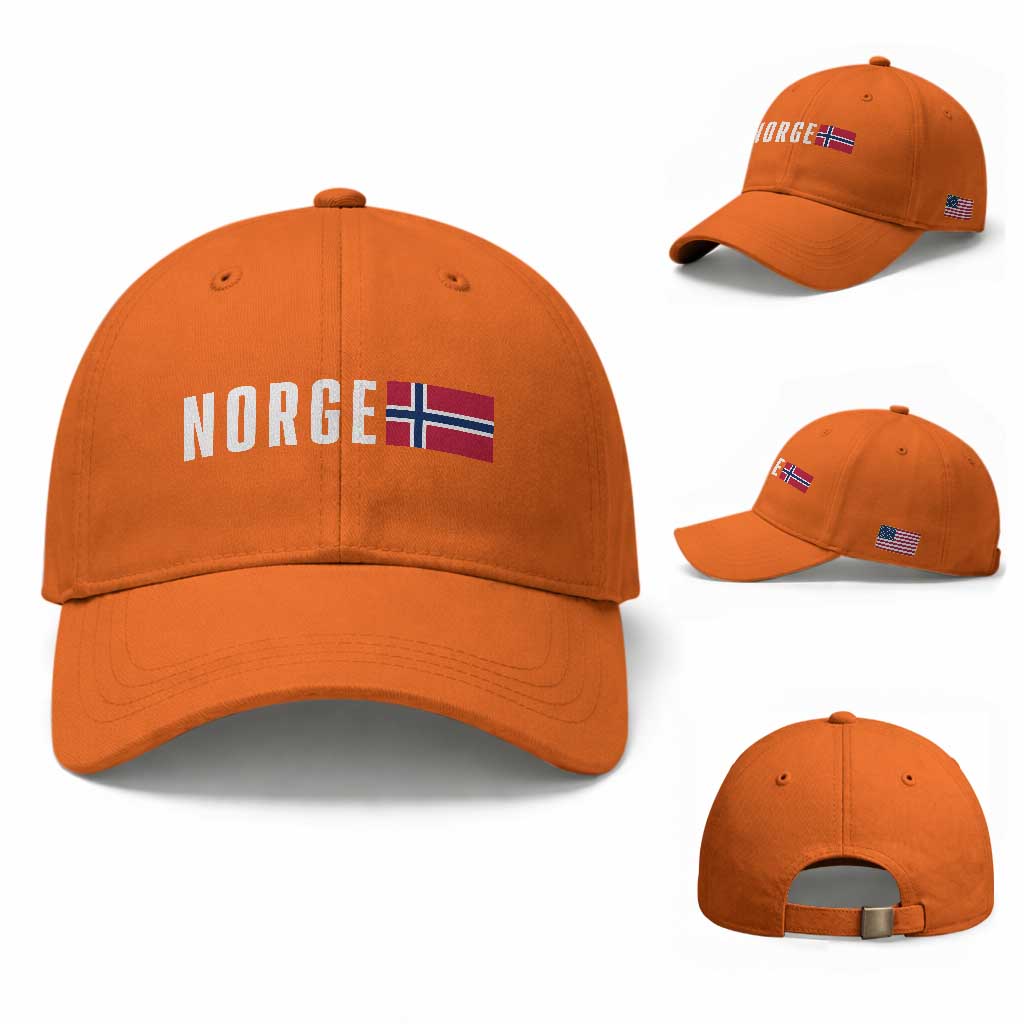 Norway Norge Norwegian Flag Graphic Baseball Cap TS14 Baseball Cap Universal Fit Orange Print Your Wear
