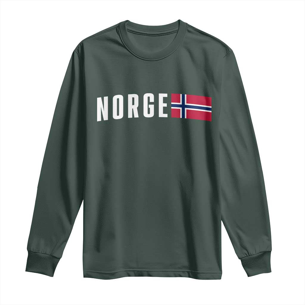 Norway Norge Norwegian Flag Graphic Long Sleeve Shirt TS14 Dark Forest Green Print Your Wear