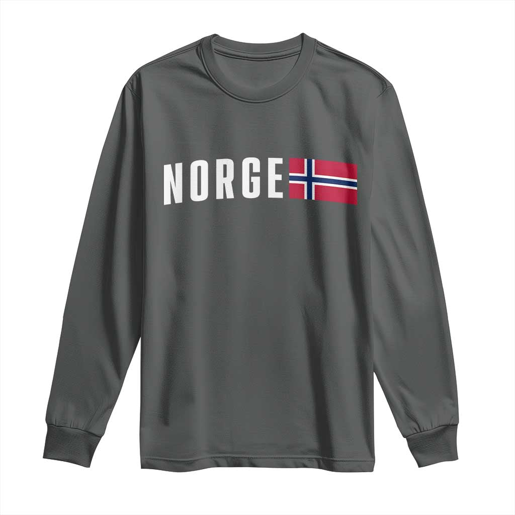 Norway Norge Norwegian Flag Graphic Long Sleeve Shirt TS14 Dark Heather Print Your Wear