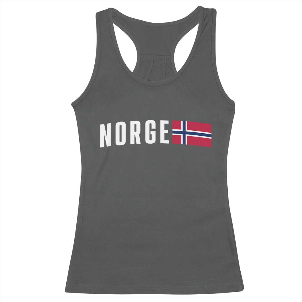 Norway Norge Norwegian Flag Graphic Racerback Tank Top TS14 Dark Heather Print Your Wear
