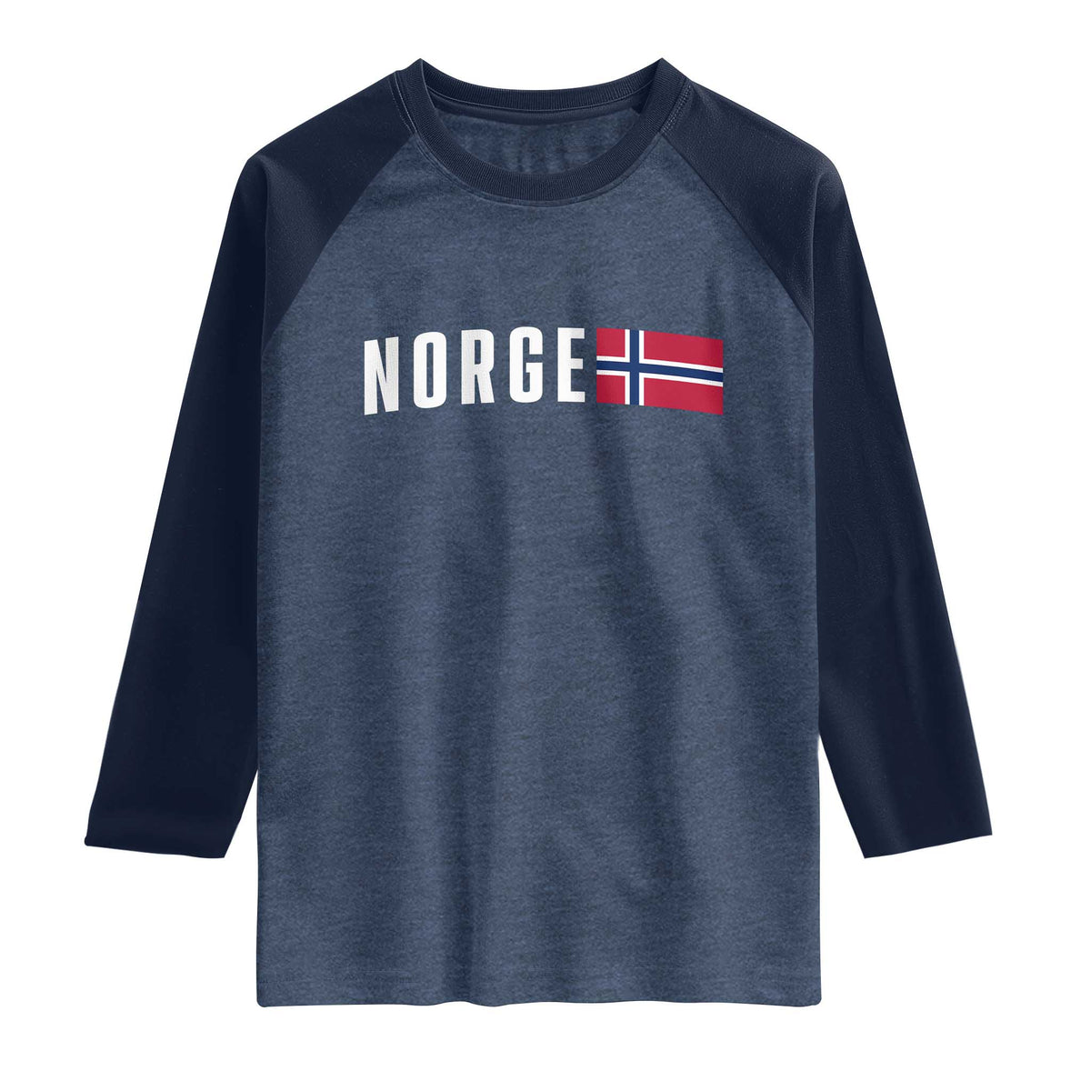 Norway Norge Norwegian Flag Graphic Raglan Shirt TS14 Heather Denim Navy Print Your Wear