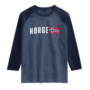 Norway Norge Norwegian Flag Graphic Raglan Shirt TS14 Heather Denim Navy Print Your Wear