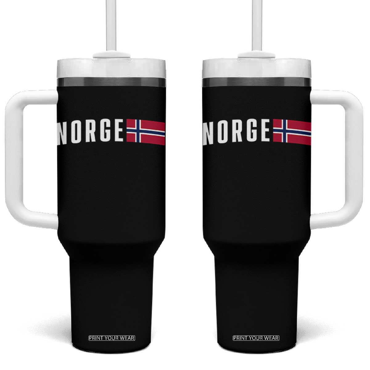 Norway Norge Norwegian Flag Graphic Tumbler With Handle TS14 One Size: 40 oz Black Print Your Wear