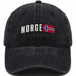 Norway Norge Norwegian Flag Graphic Washed Cotton Baseball Cap TS14 Print Your Wear