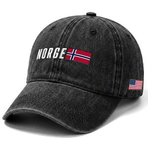 Norway Norge Norwegian Flag Graphic Washed Cotton Baseball Cap TS14 Print Your Wear