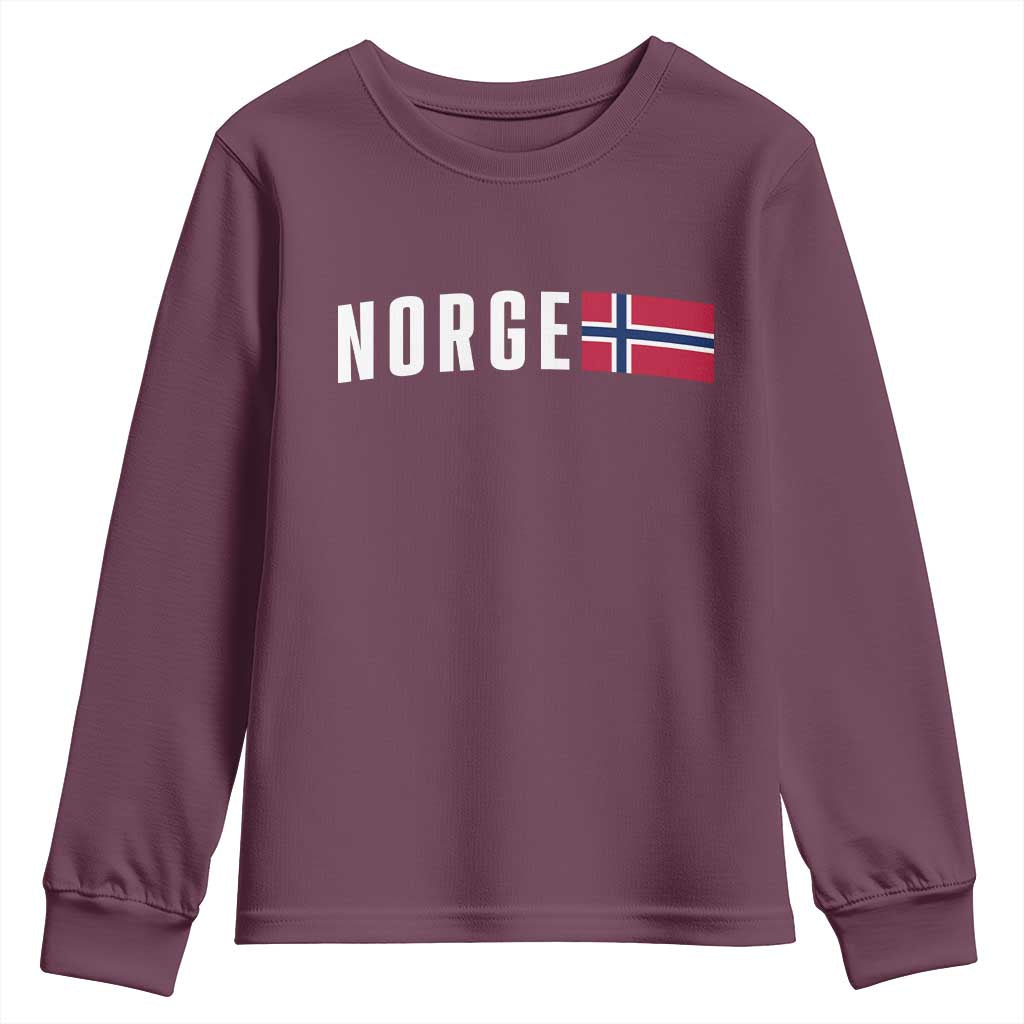 Norway Norge Norwegian Flag Graphic Youth Sweatshirt TS14 Maroon Print Your Wear