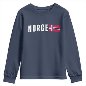 Norway Norge Norwegian Flag Graphic Youth Sweatshirt TS14 Navy Print Your Wear