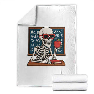 I Will Just Wait Until It Is Quite Throw Blanket Funny Skeleton Teacher TS14 White Print Your Wear
