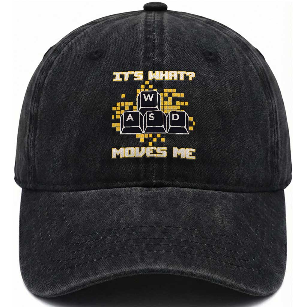 Funny PC Gamer Gaming Washed Cotton Baseball Cap It Is What Moves Me TS14 Washed Cap Universal Fit Black Print Your Wear