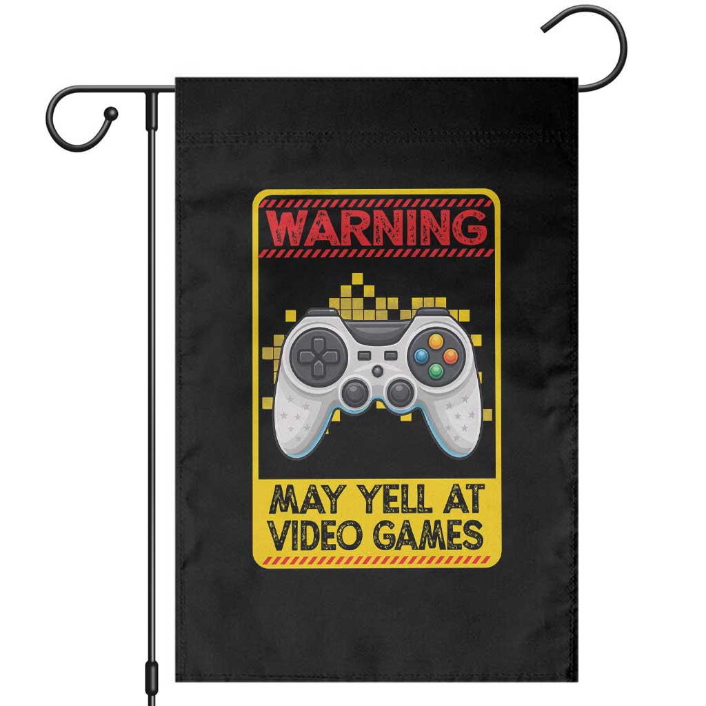 Funny Video Gamer Garden Flag Warning May Yell At Video Games TS14 Black Print Your Wear