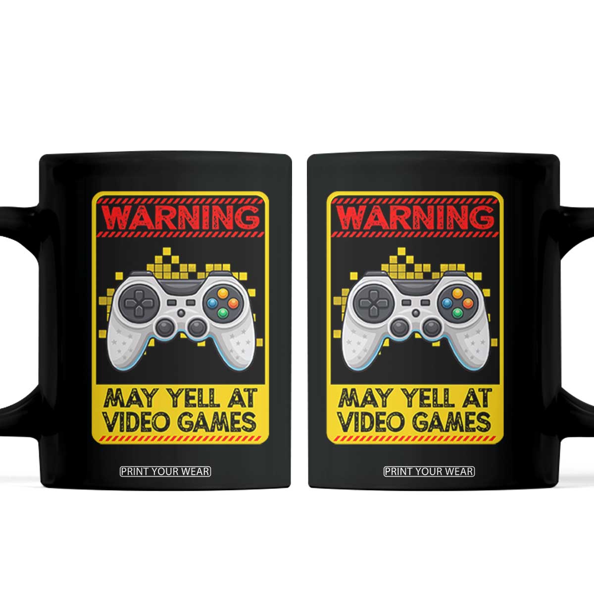 Funny Video Gamer Coffee Mug Warning May Yell At Video Games TS14 Black Print Your Wear