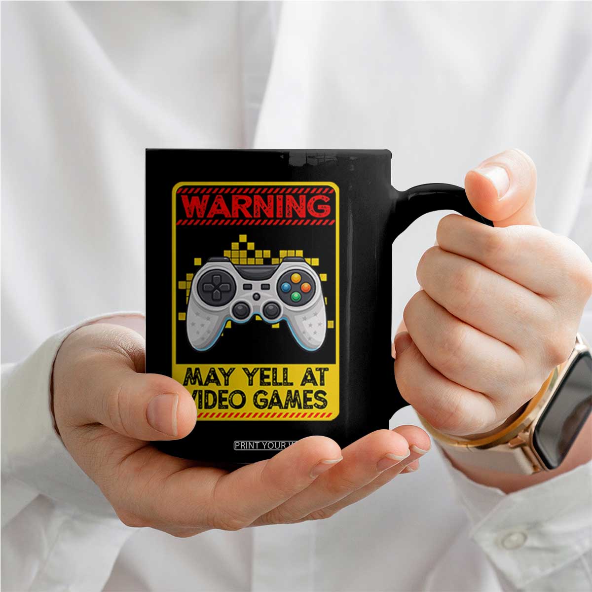 Funny Video Gamer Coffee Mug Warning May Yell At Video Games TS14 Print Your Wear