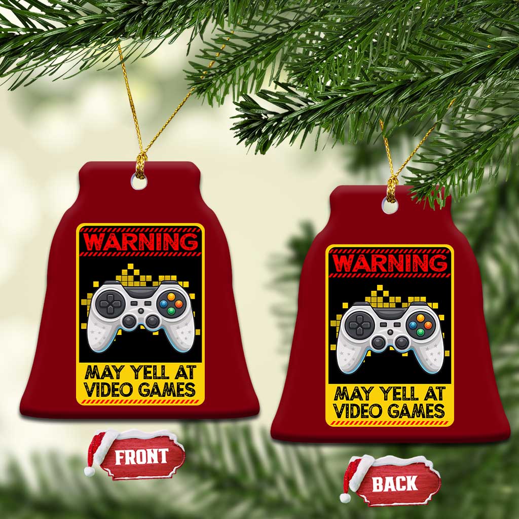 Funny Video Gamer Ceramic Ornament Warning May Yell At Video Games TS14 Print Your Wear