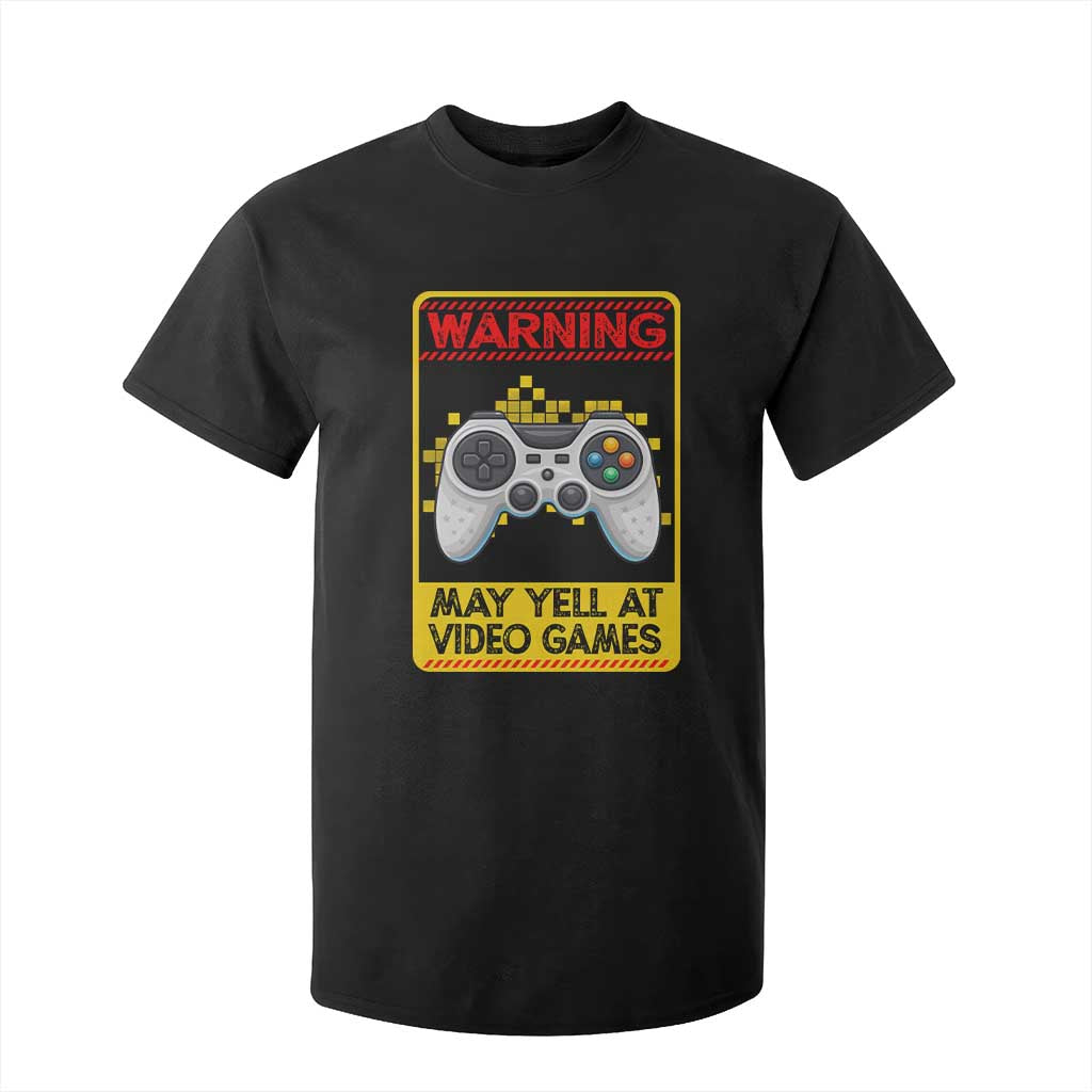 Funny Video Gamer T Shirt For Kid Warning May Yell At Video Games TS14 Black Print Your Wear