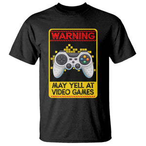 Funny Video Gamer T Shirt Warning May Yell At Video Games TS14 Black Print Your Wear